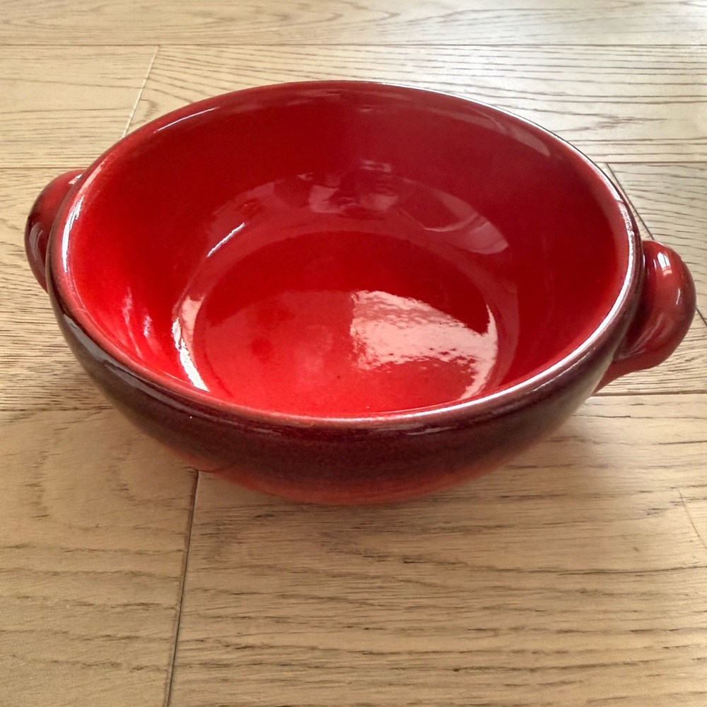 De Silva Bowl  Red Terra Cotta Glazed Handles Made In Italy